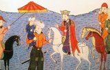 Mahmud Ghazan (1271–1304) was the seventh ruler of the Mongol Empire's Ilkhanate division in modern-day Iran from 1295 to 1304. He was the son of Arghun and Quthluq Khatun, continuing a line of rulers who were direct descendants of Genghis Khan. Considered the most prominent of the Ilkhans, he is best known for making a political conversion to Islam in 1295 when he took the throne, marking a turning point for the dominant religion of Mongols in Central Asia. His principal wife was Kokochin (Kokechin), a Mongol princess sent by Kublai Khan, and escorted from the Mongol capital to the Ilkhanate by Marco Polo.